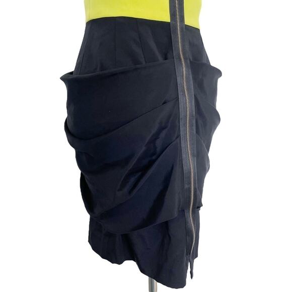 ABAETE Silk Strapless Colorblock Zipper Draped Minidress Size 2 - Picture 7 of 10